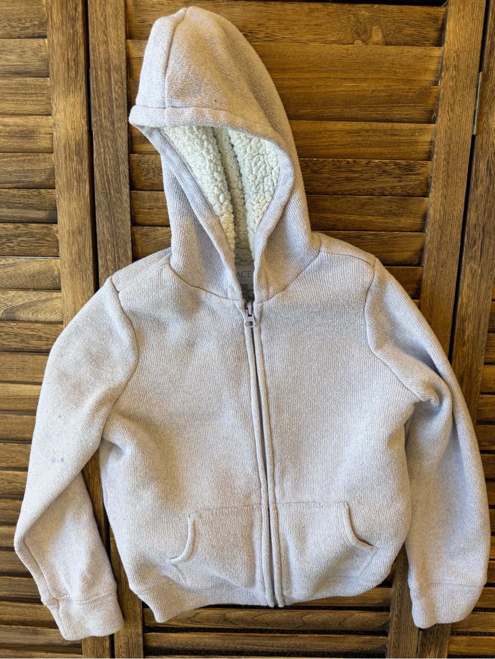 The Children's Place Light Blue Hooded Zip-Up Sweatshirt with Sherpa Lining Med